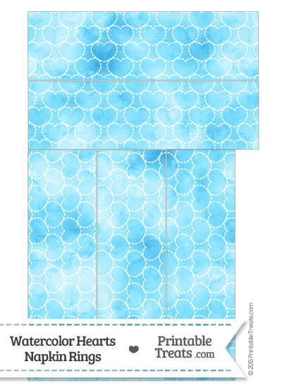 Light Blue Watercolor Hearts Napkin Rings from PrintableTreats.com