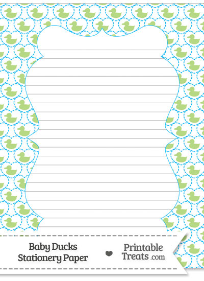 Light Green Baby Ducks Stationery Paper from PrintableTreats.com