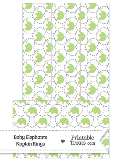 Light Green Baby Elephants Napkin Rings from PrintableTreats.com
