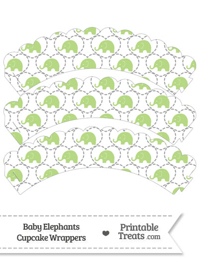 Light Green Baby Elephants Scalloped Cupcake Wrappers from PrintableTreats.com