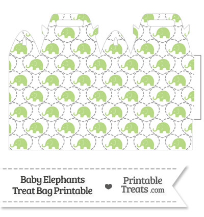 Light Green Baby Elephants Treat Bag from PrintableTreats.com