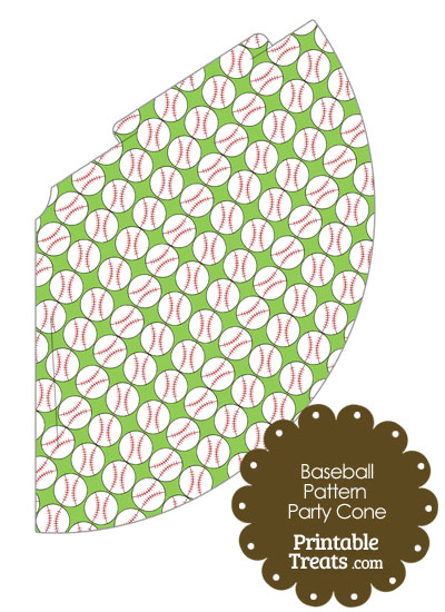 Light Green Baseball Pattern Party Cone from PrintableTreats.com