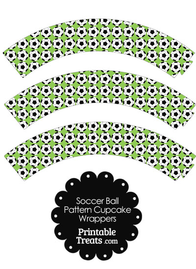 Light Green Soccer Ball Pattern Cupcake Wrappers from PrintableTreats.com