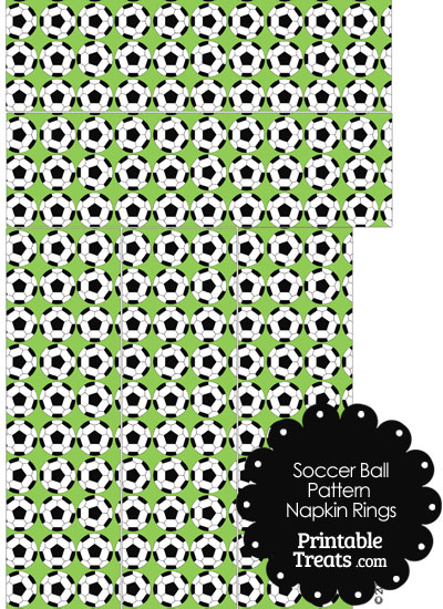 Light Green Soccer Ball Pattern Napkin Rings from PrintableTreats.com