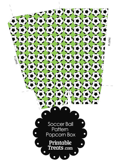 Light Green Soccer Ball Pattern Popcorn Box from PrintableTreats.com