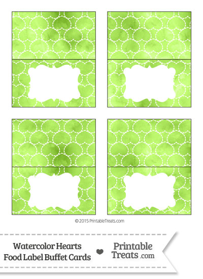 Light Green Watercolor Hearts Food Labels from PrintableTreats.com