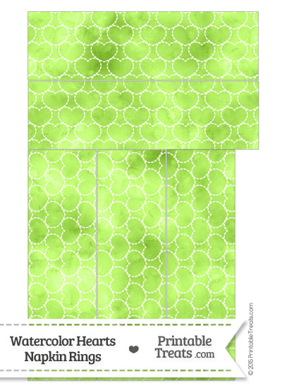 Light Green Watercolor Hearts Napkin Rings from PrintableTreats.com