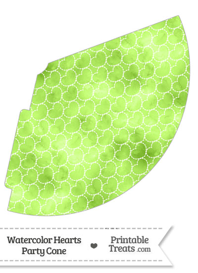Light Green Watercolor Hearts Party Cone from PrintableTreats.com