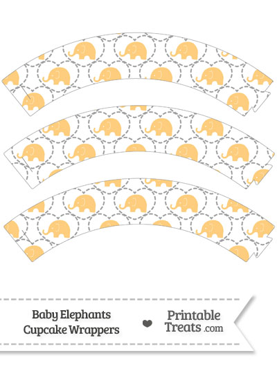 Light Orange Baby Elephants Cupcake Wrappers from PrintableTreats.com