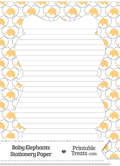Light Orange Baby Elephants Stationery Paper from PrintableTreats.com