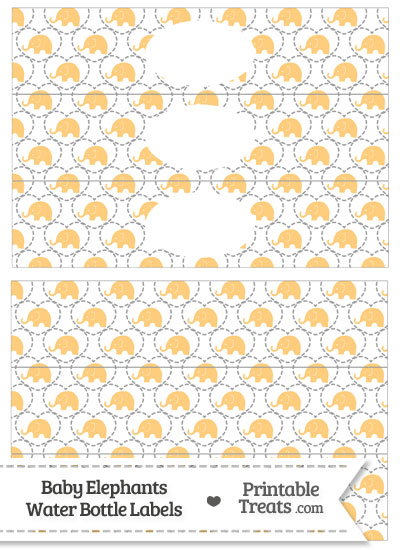 Light Orange Baby Elephants Water Bottle Wrappers from PrintableTreats.com