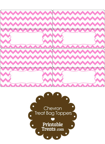 Light Pink Chevron Treat Bag Toppers from PrintableTreats.com