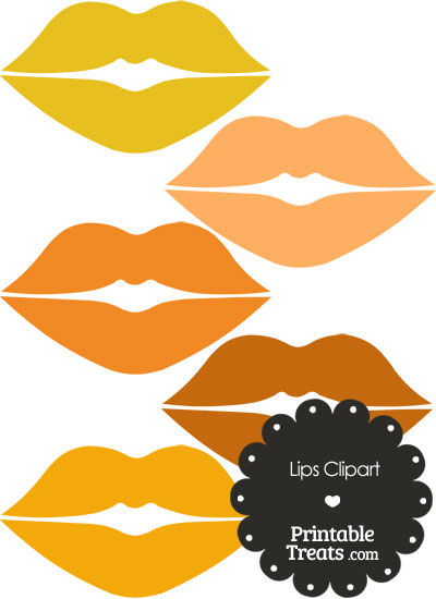 Lips Clipart in Shades of Orange from PrintableTreats.com