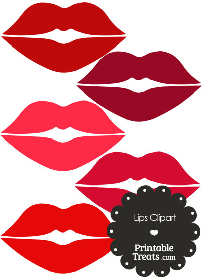 Lips Clipart in Shades of Red from PrintableTreats.com