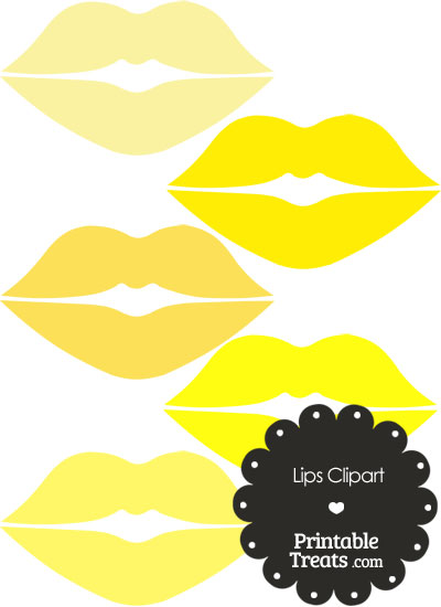 Lips Clipart in Shades of Yellow from PrintableTreats.com