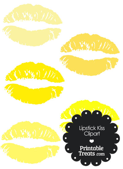 Lipstick Kiss Clipart in Shades of Yellow from PrintableTreats.com
