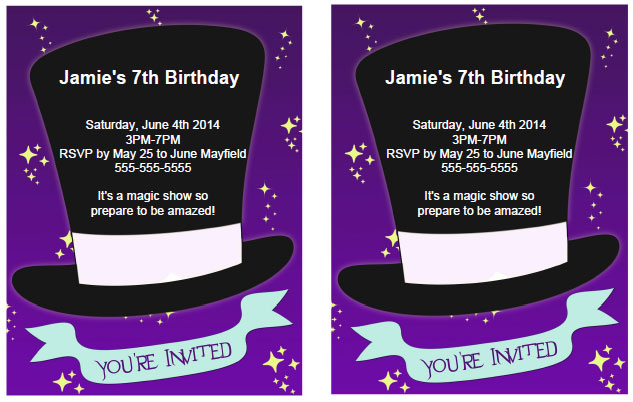 magician birthday party invitations