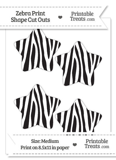Medium Sized Zebra Print Star Cut Outs from PrintableTreats.com