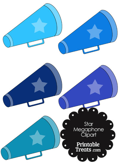 Megaphone Clipart in Shades of Blue from PrintableTreats.com