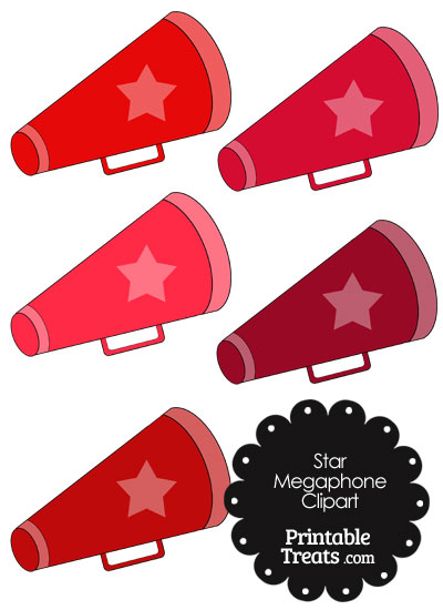 Megaphone Clipart in Shades of Red from PrintableTreats.com