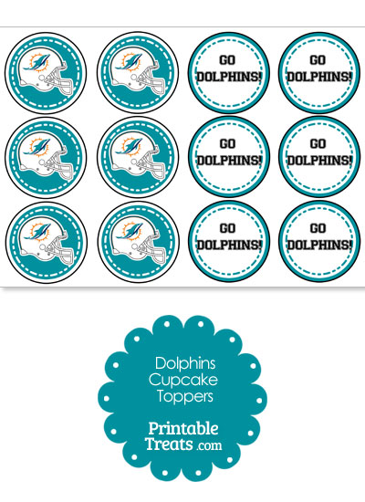 Miami Dolphins Cupcake Toppers from PrintableTreats.com