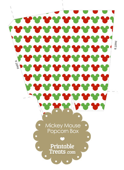 Mickey Mouse Christmas Popcorn Box from PrintableTreats.com