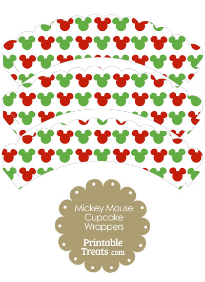 Mickey Mouse Christmas Scalloped Cupcake Wrappers from PrintableTreats.com