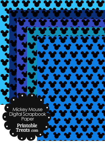 Mickey Mouse Digital Scrapbook Paper with Blue Background from PrintableTreats.com