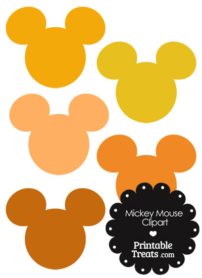 Mickey Mouse Head Clipart in Shades of Orange from PrintableTreats.com