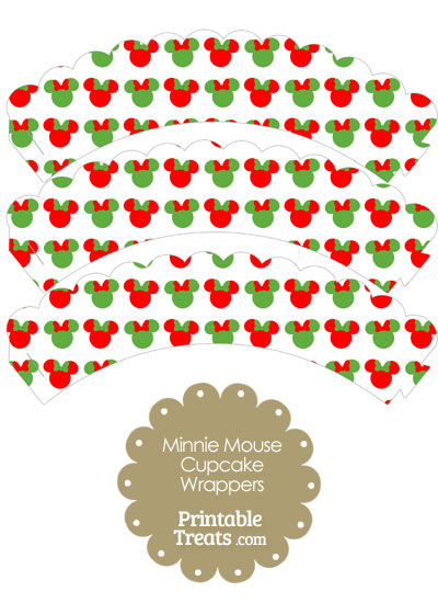 Minnie Mouse Christmas Scalloped Cupcake Wrappers from PrintableTreats.com