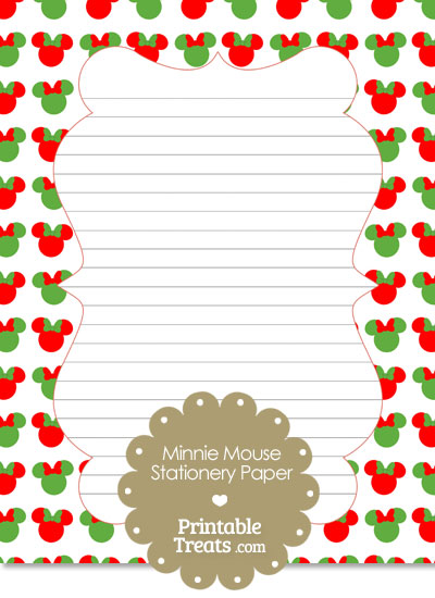 Minnie Mouse Christmas Stationery Paper from PrintableTreats.com