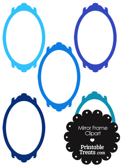 Mirror Frame Clipart in Shades of Blue from PrintableTreats.com
