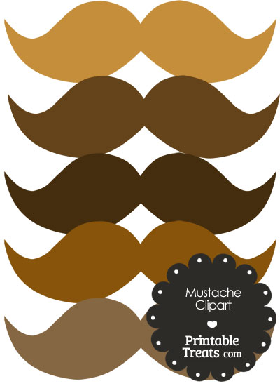 Mustache Clipart in Shades of Brown from PrintableTreats.com
