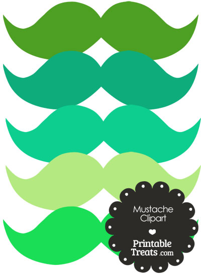 Mustache Clipart in Shades of Green from PrintableTreats.com