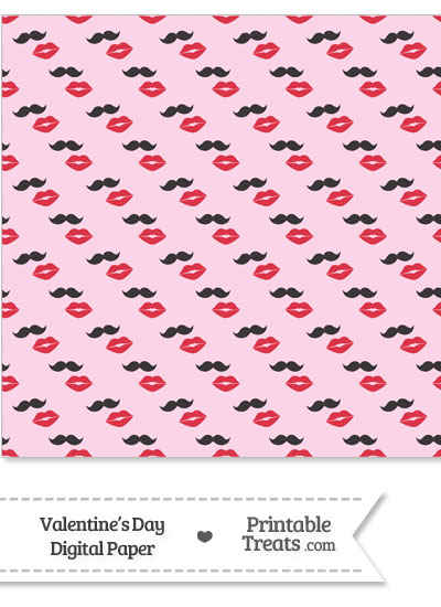 Mustache Kiss Digital Scrapbook Paper from PrintableTreats.com