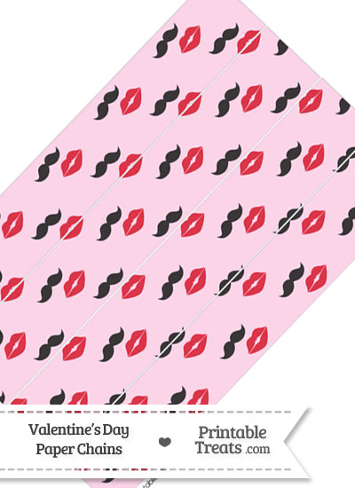 Mustache Kiss Paper Chains from PrintableTreats.com