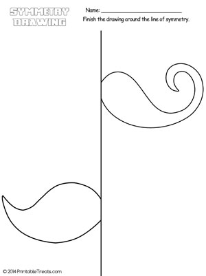 mustache symmetry drawing worksheet