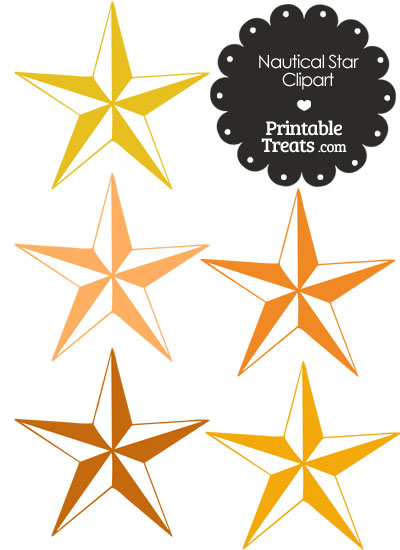 Nautical Star Clipart in Shades of Orange from PrintableTreats.com