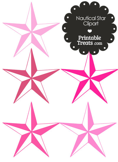 Nautical Star Clipart in Shades of Pink from PrintableTreats.com