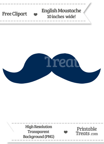 Navy Blue English Mustache Clipart from PrintableTreats.com