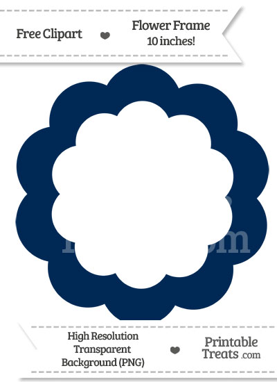 Navy Blue Flower Frame Clipart from PrintableTreats.com