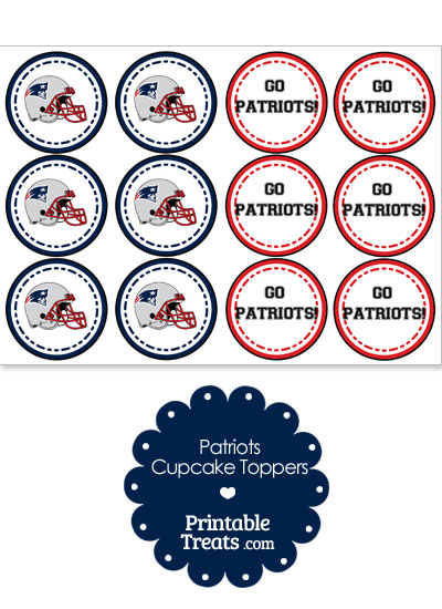 New England Patriots Cupcake Toppers from PrintableTreats.com