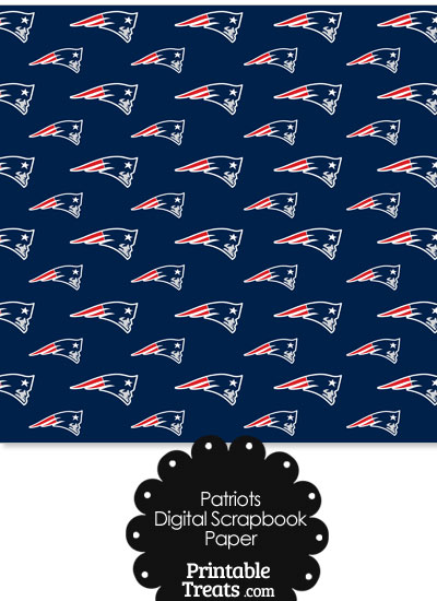New England Patriots Logo Digital Paper with Blue Background from PrintableTreats.com