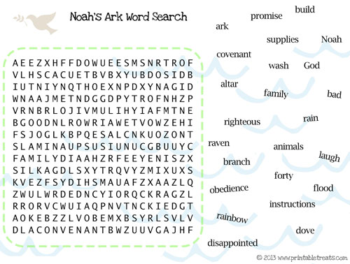 noahs ark word search for kids printable treatscom