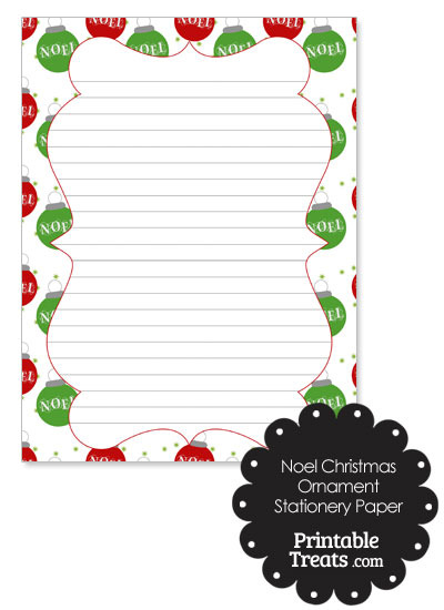 Noel Christmas Ornament Stationery Paper from PrintableTreats.com