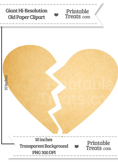 Old Paper Giant Broken Heart Clipart from PrintableTreats.com