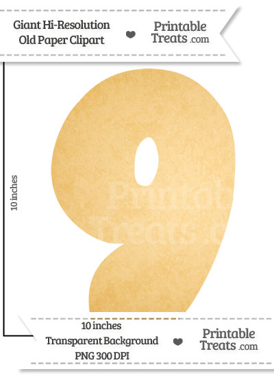 Old Paper Giant Bubble Number 9 Clipart from PrintableTreats.com