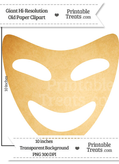 Old Paper Giant Happy Theater Mask Clipart from PrintableTreats.com