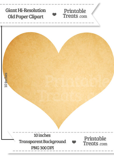 Old Paper Giant Heart Card Symbol Clipart from PrintableTreats.com