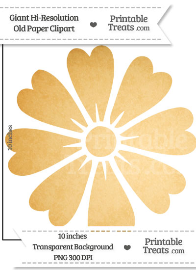 Old Paper Giant Heart Petal Flower Clipart from PrintableTreats.com